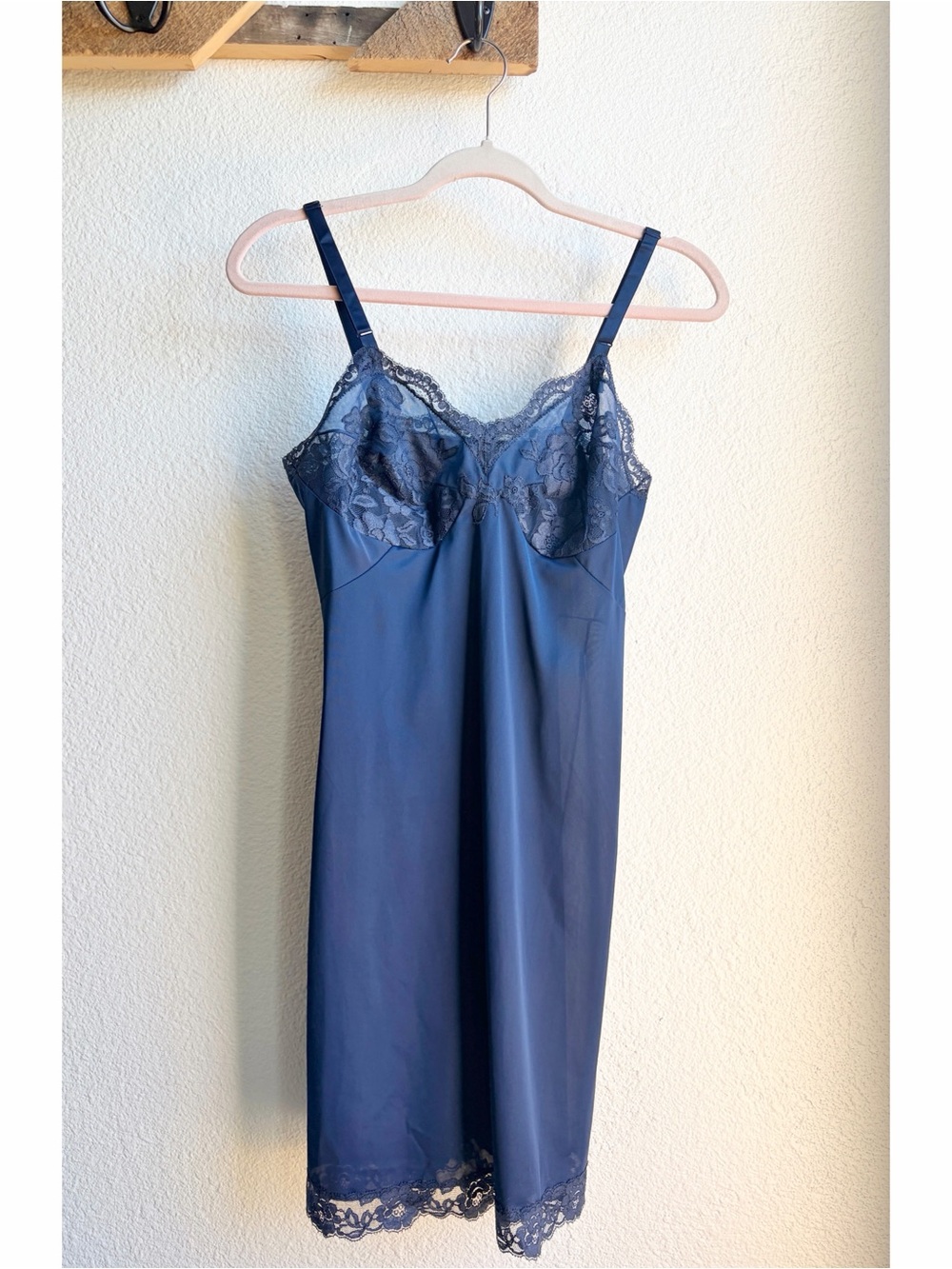 Vintage Gossard Artemis Navy Lace Slip Dress 34 Short